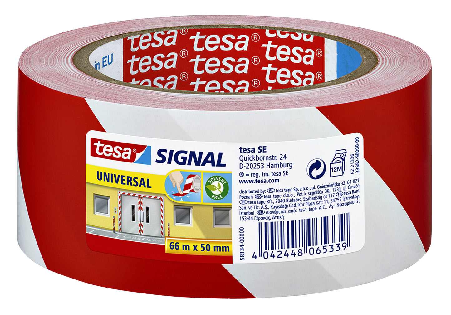 Rode-witte waarschuwingssticker tesa 66mx50mm