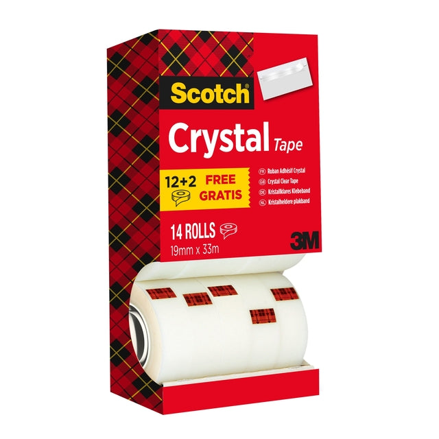 Transparant Scotch Crystal Plakband 19mm x 33m, 12+2 Rollen - 2