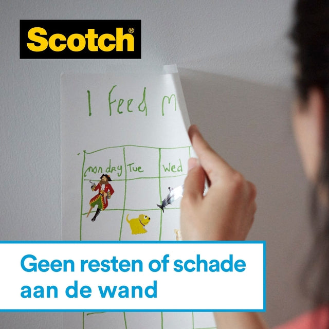 Plakband Scotch 19mmx16.5m op dispenser voor muur en papier - 4