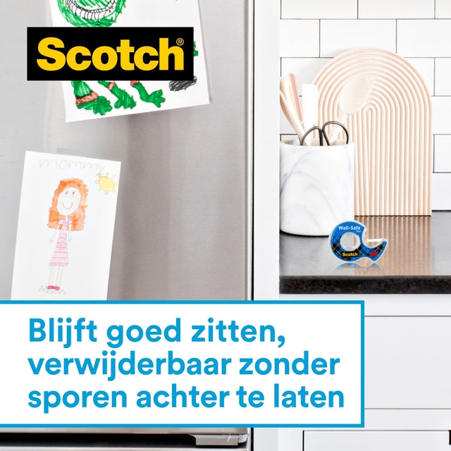Plakband Scotch 19mmx16.5m op dispenser voor muur en papier - 5