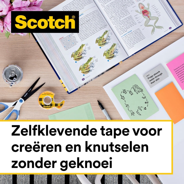 Scotch 665 dubbelzijdig plakband 12mmx22.8m, transparant en permanent - 3