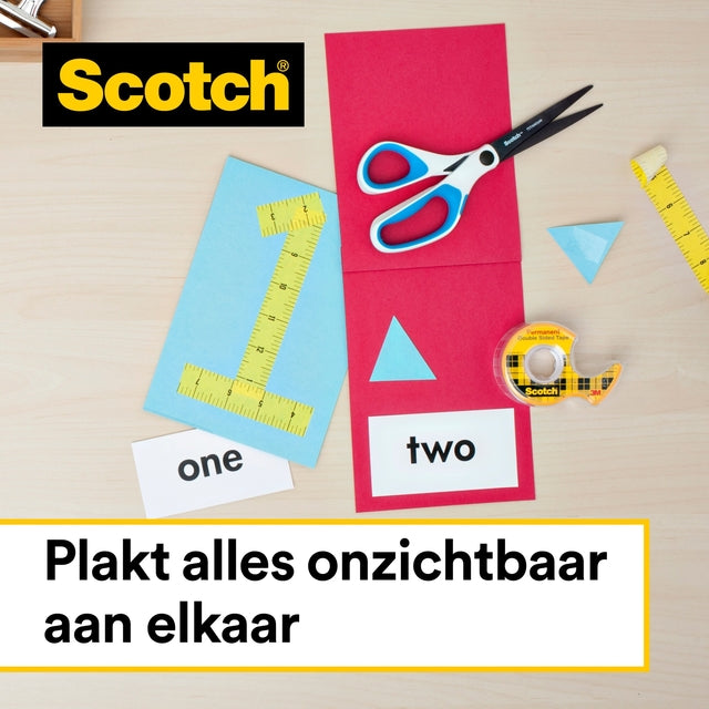 Scotch 665 dubbelzijdig plakband 12mmx22.8m, transparant en permanent - 5