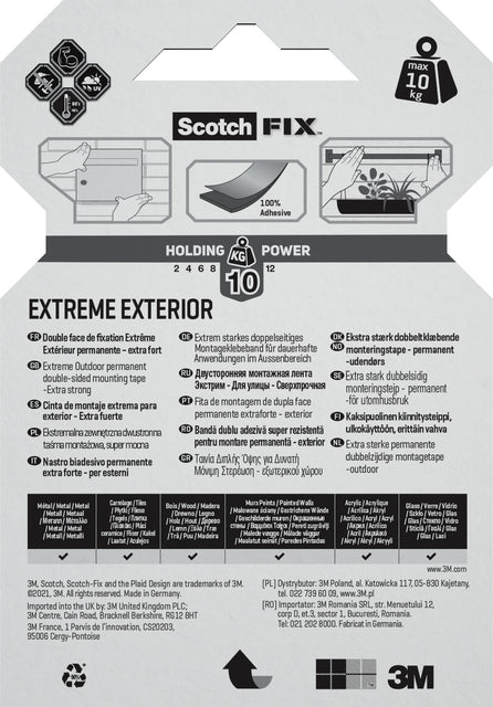 Scotch-Fix Extreme Exterior montagetape 19mm x 1.5m voor buitengebruik - 3