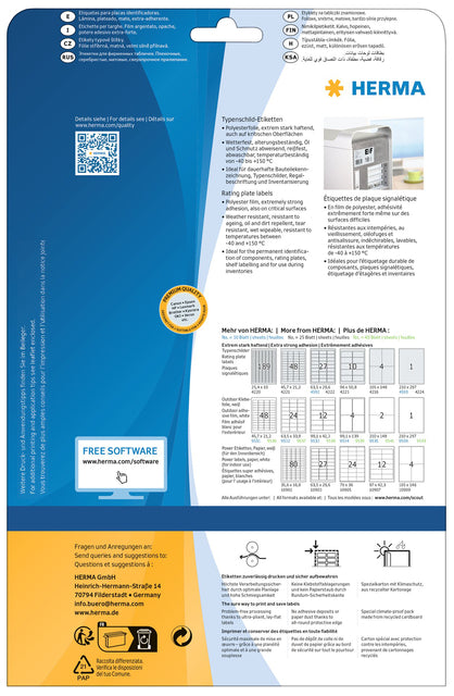 Etiket HERMA 4222 63.5x29.6mm zilver folie voor industriële toepassingen - 2