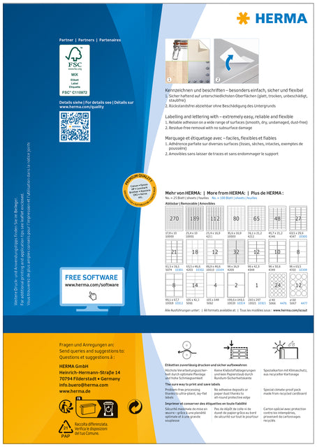 Etiket HERMA 4476 40mm 2400st, verwijderbaar met Movables®-Technology - 2