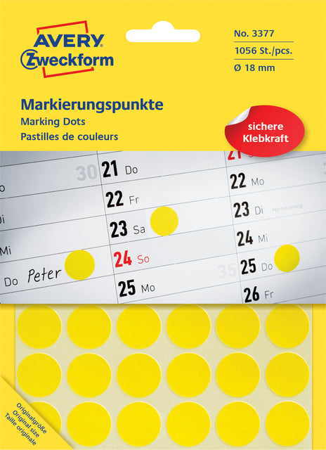 Etiket AZ rond 18mm geel - 25 vellen