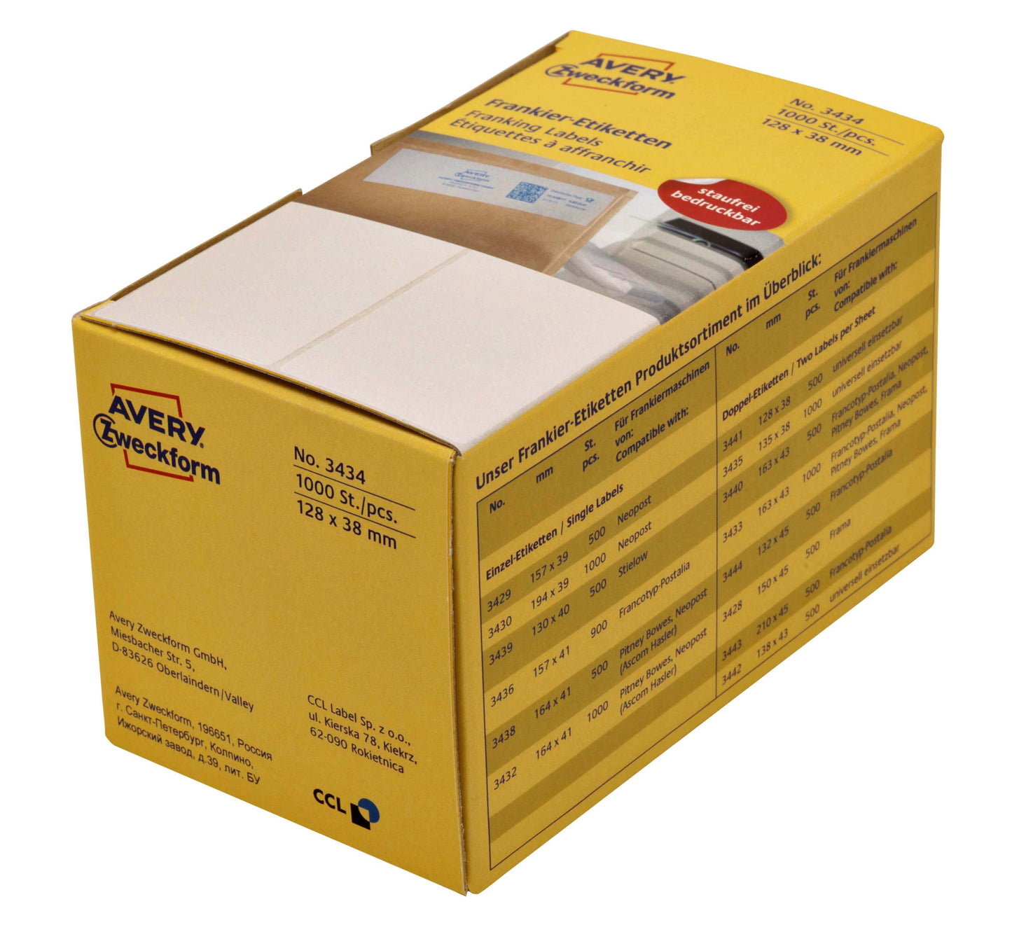 AZ 3435 Frankeeretiket 135x38mm, 1000 stuks