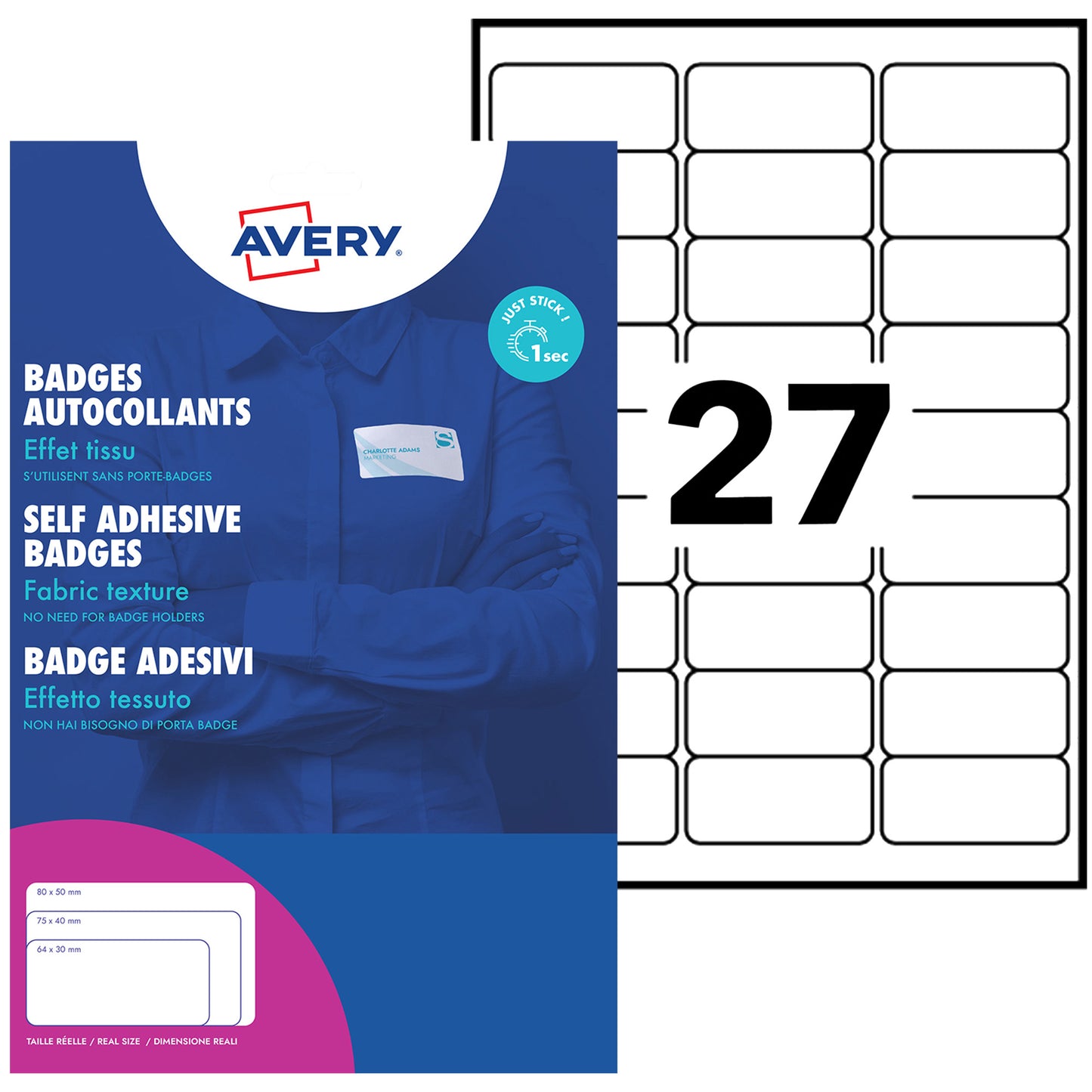 Avery Zelfklevende Naambadge Etiketten 63,5x29,6mm, 540 Stuks - 2