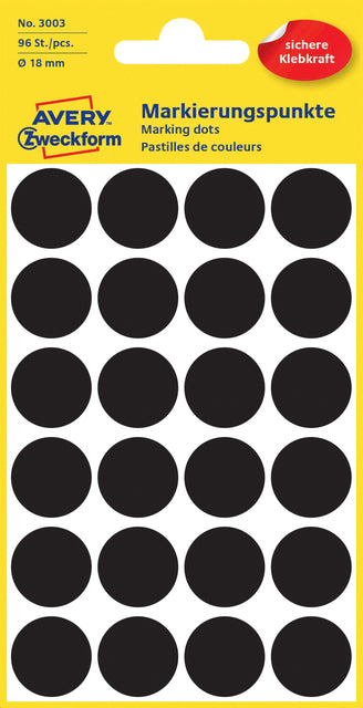 AZ coderingsetiketten 18mm rond, zwart, 96 stuks
