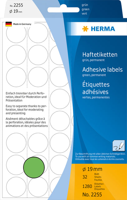 Herma Rond Etiket 19mm Groen 1280 Stuks