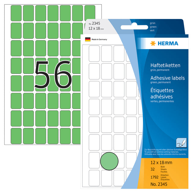 Herma 2345 Zelfklevende etiketten 12x18mm groen, 1792 stuks - 3