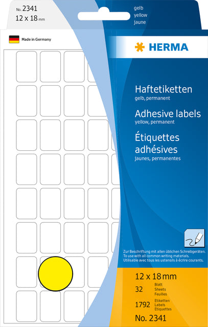 HERMA 2341 etiketten 12x18mm geel, 1792 stuks