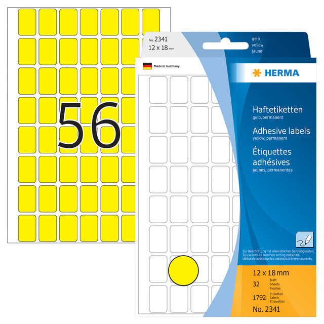 HERMA 2341 etiketten 12x18mm geel, 1792 stuks - 2