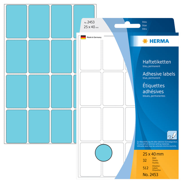 HERMA Blauw Etiket 25x40mm (512 st.) - 3