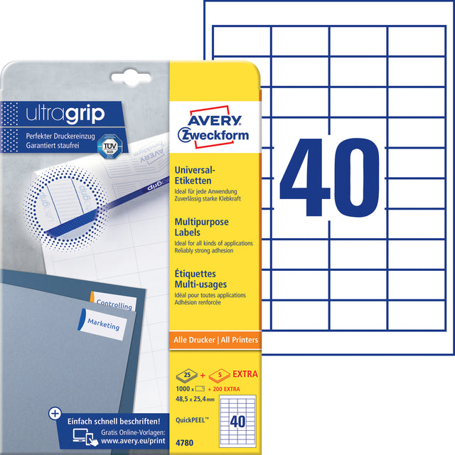 AZ 4780 Zelfklevende etiketten 48.5x25.4mm 1000 stuks - 2