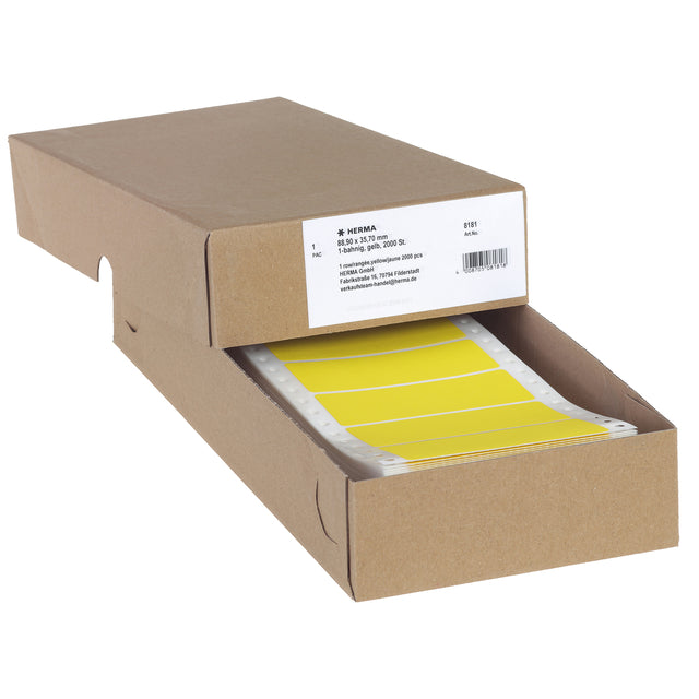 HERMA 8181 Doorlopende Gele Etiket 88.9x35.7mm, 2000 stuks