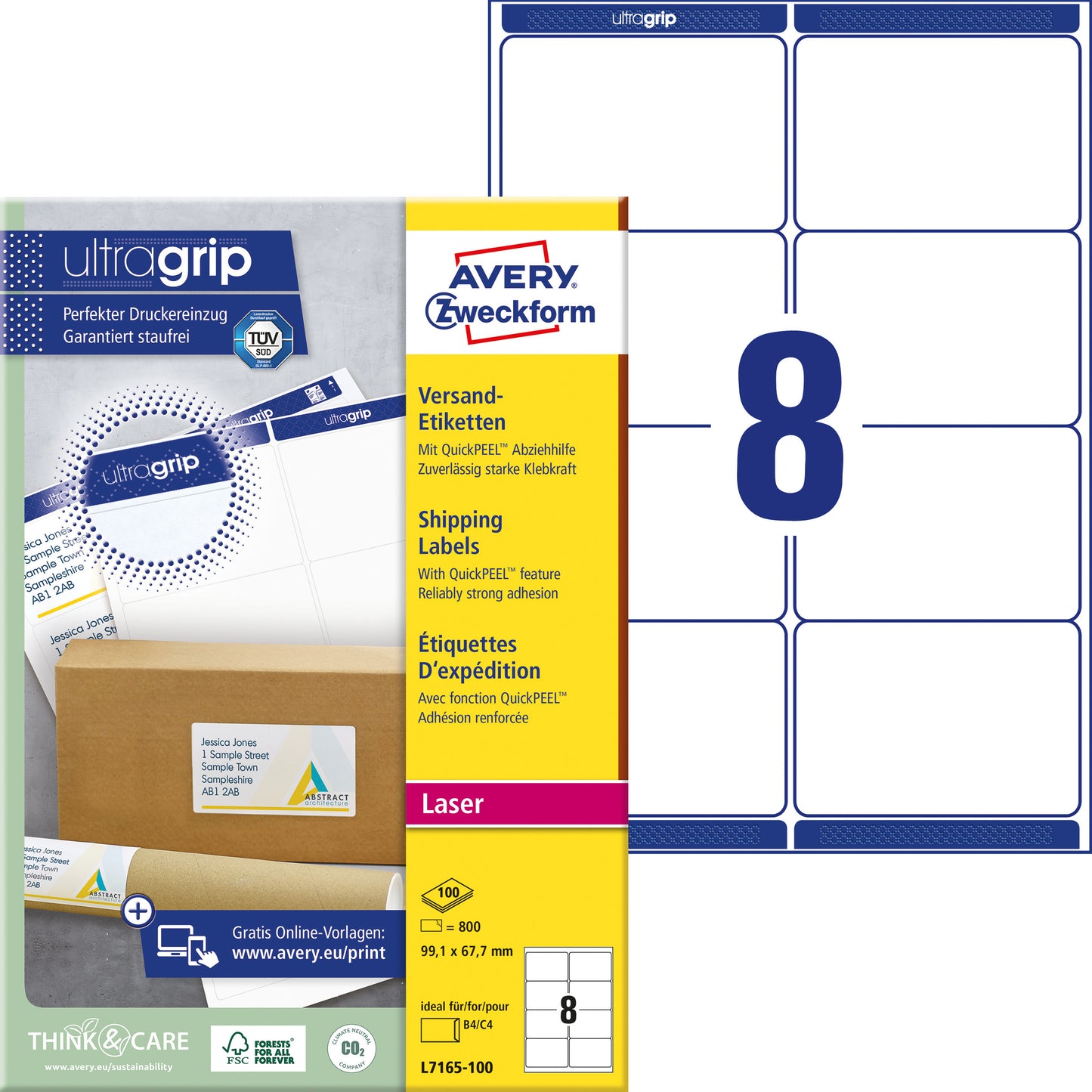 Avery L7165 verzendetiketten 99.1x67.7mm wit, 800 stuks, FSC - 2
