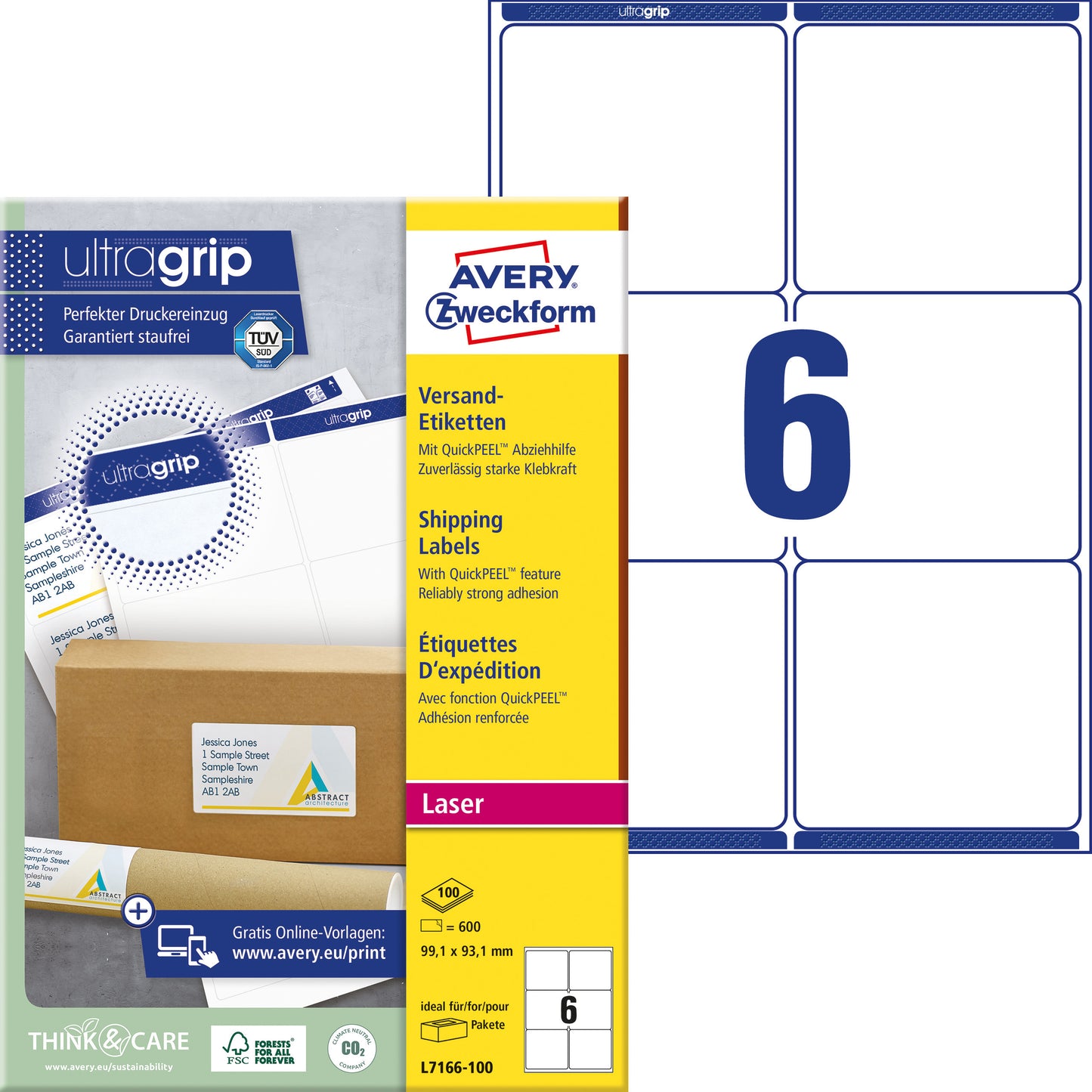 Avery L7166-100 Hoge Temperatuur Etiketten 99,1x93,1mm, 600 Stuks - 2