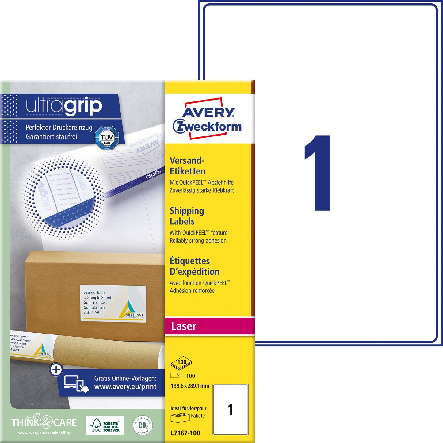Avery L7167 Gekleurd Etiket 199.6x289.1mm, 100 Stuks Wit - 2