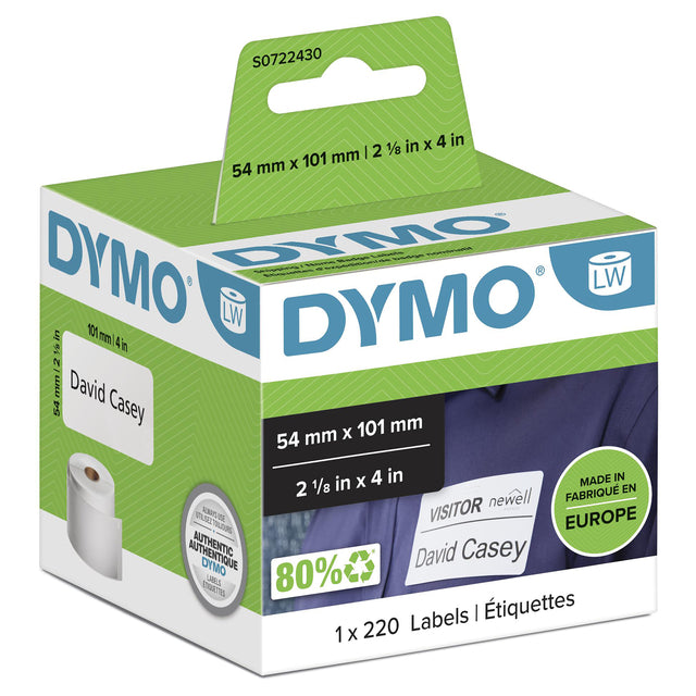 Dymo LabelWriter naamkaartlabels 54x101mm, wit