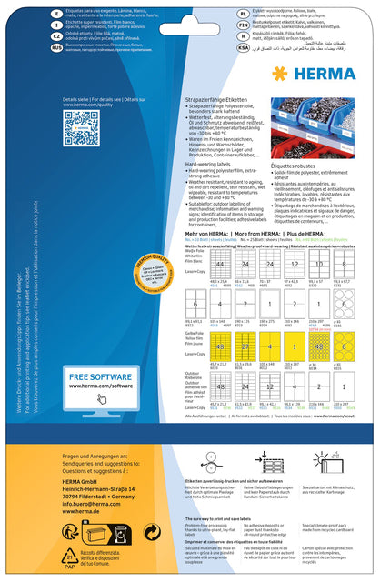 Herma 4698 A4 Folie-etiket 210x297mm Wit 25 stuks - 2