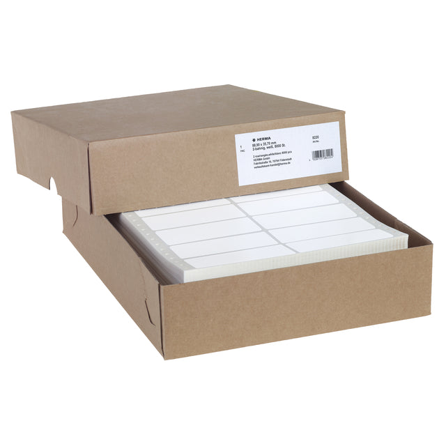 Etiketten HERMA 8220 88,9x35,7mm 2-baans wit, 8000 stuks