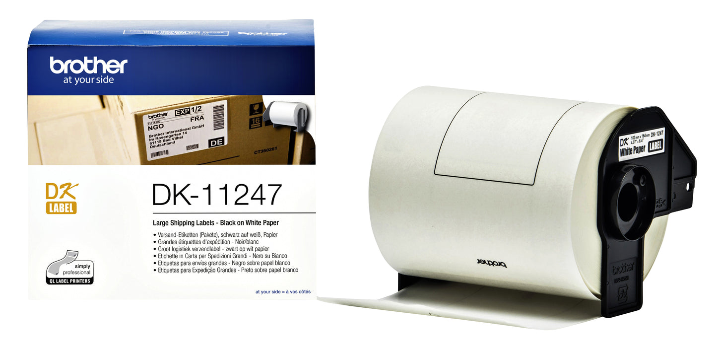 Brother DK-11247 Verzendlabels 103x164mm, Wit, 180 Stuks