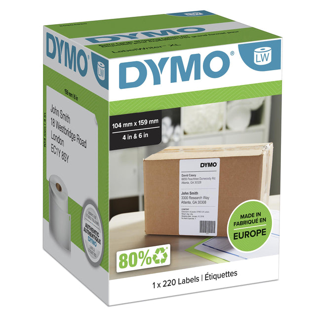 Dymo LabelWriter verzendlabels 104x159mm, rol 220 st