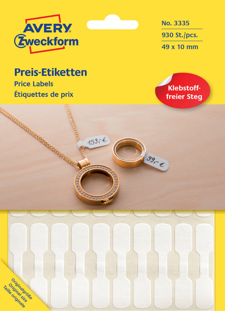 AZ 3335 Kantooretiketten 49x10mm, wit, 924 stuks