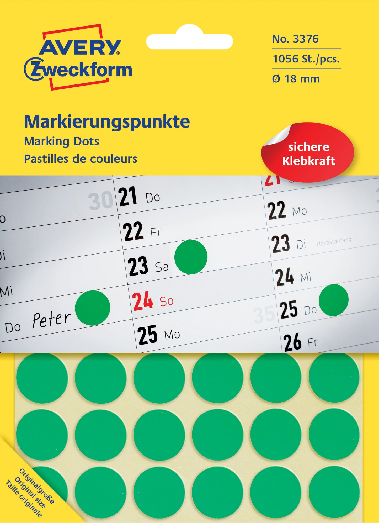 AZ ronde etiketten 18mm groen, 1056 stuks