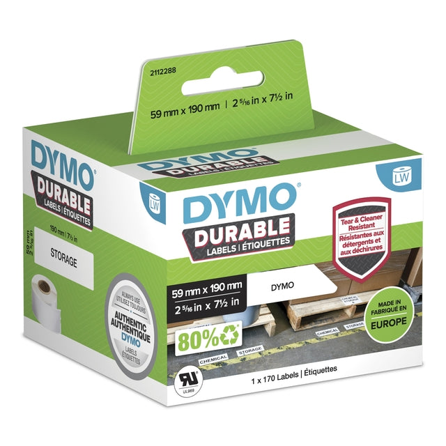 Dymo LW Industriële Labels 59x190mm, Wit, Set van 170 etiketten