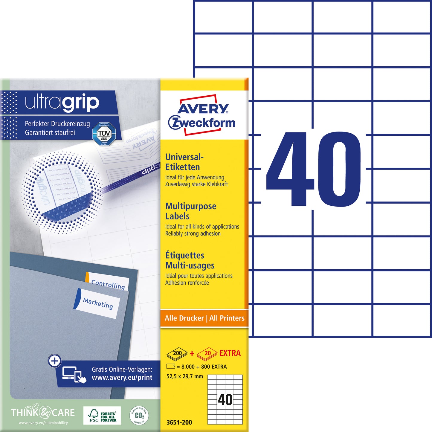 Avery Etiket 52.5x29.7mm, Wit, 8000 Stuks - 2