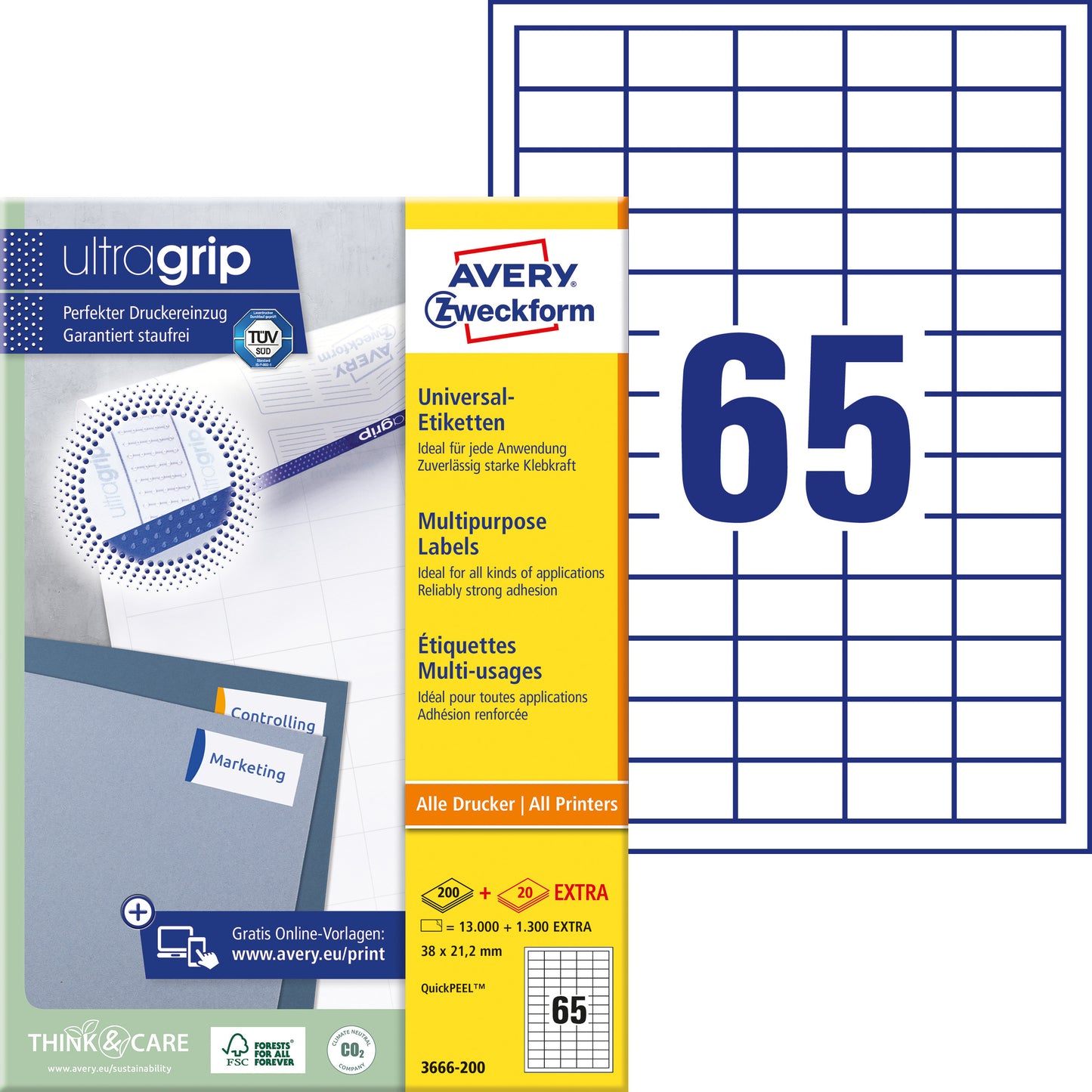Avery 38x21.2mm Wit etiketten 13000 stuks - 2