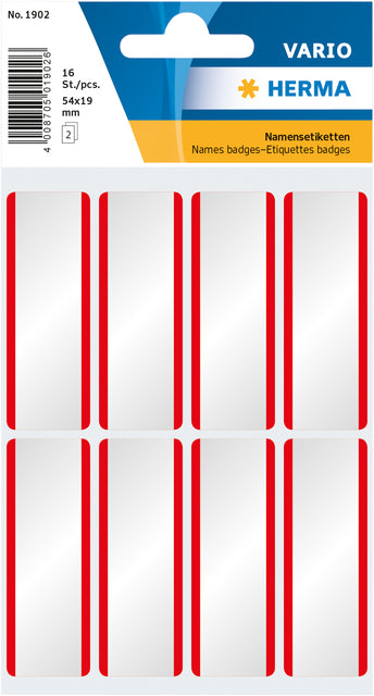 Herma 1902 Naametiket 54x19mm, wit-rood zijde, 16 stuks