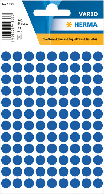 HERMA ronde etiketten 8mm donkerblauw, 240 stuks
