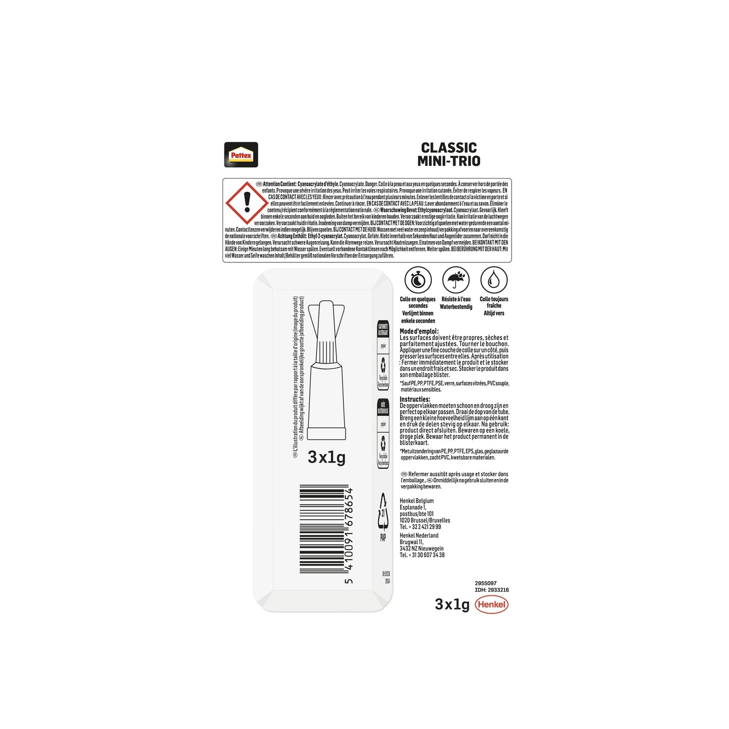 Secondenlijm Pattex Classic in tube 1 gram - 3