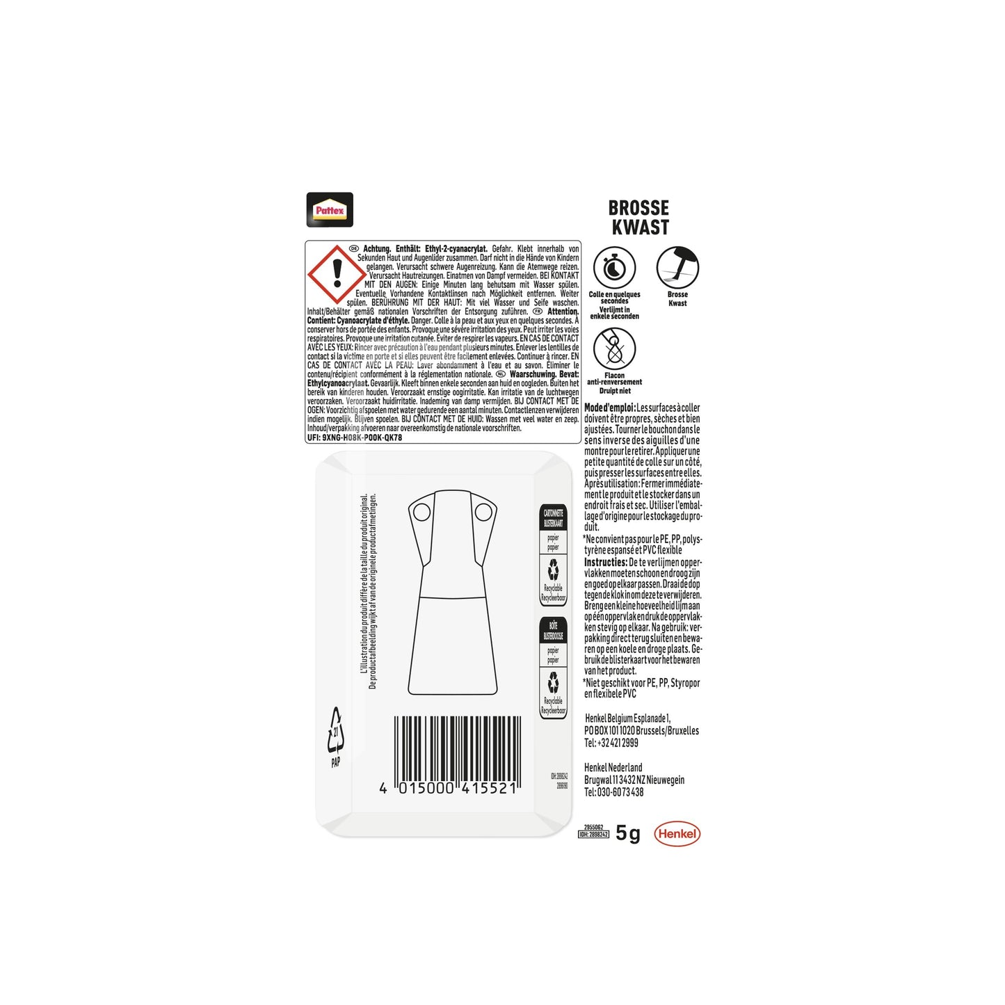 Secondenlijm Pattex kwast 5 gram - 3