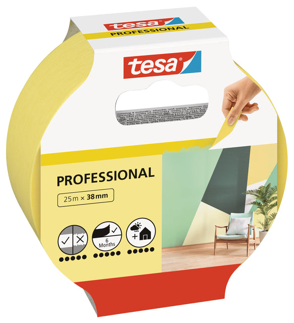 Afplaktape tesa Prof 25mx38mm voor precisie en strak schilderwerk - 2