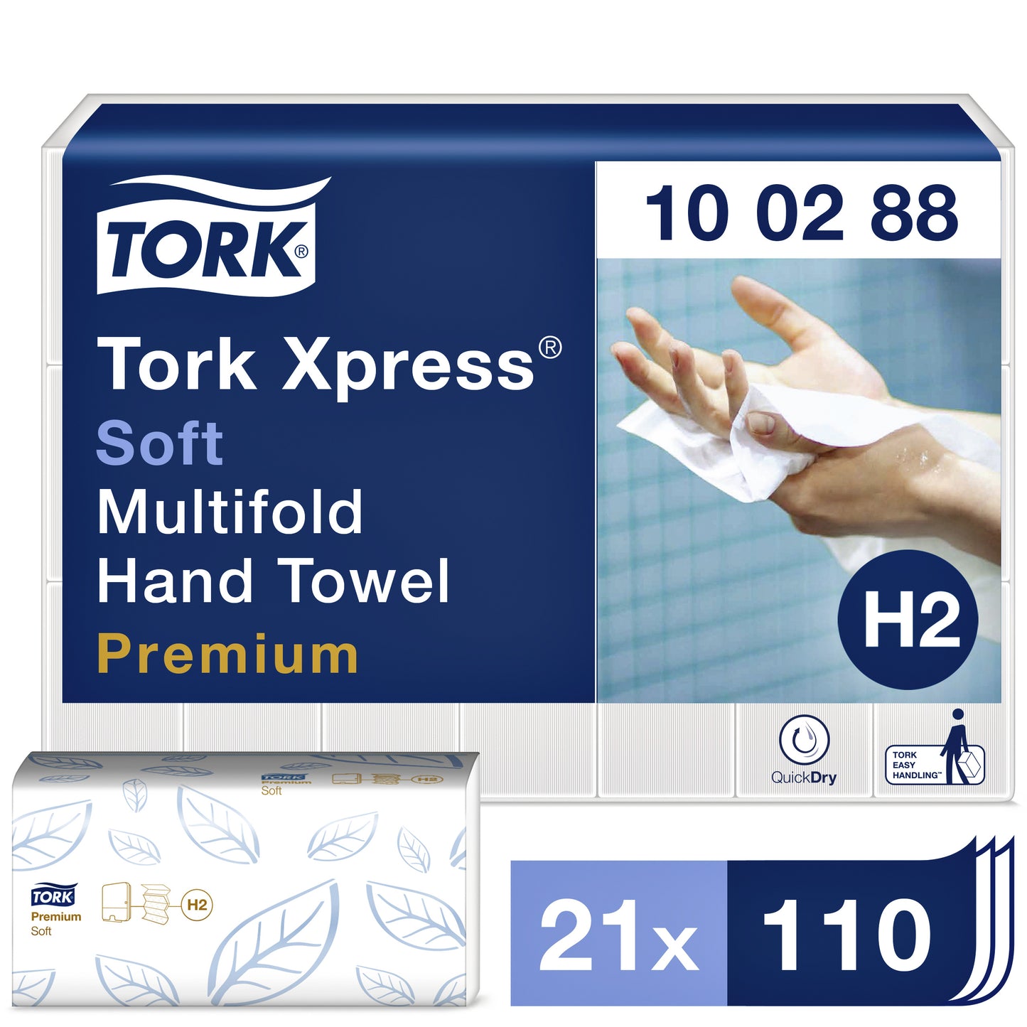 Handdoek Tork H2 Premium multifold wit 100288