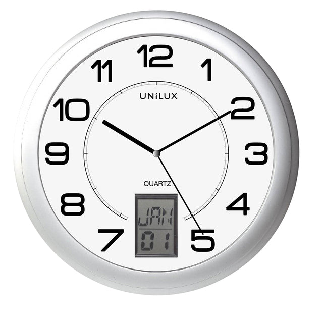 Wandklok Unilux Instinct dia 30,5cm zilvergrijs/wit