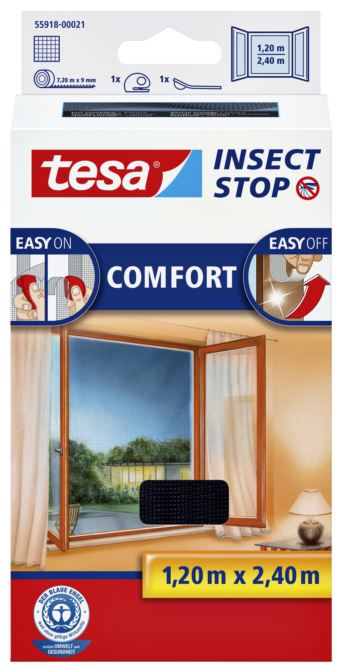 Tesa Ramen Insectenhor 1.2x2.4m Zwart met Klittenband