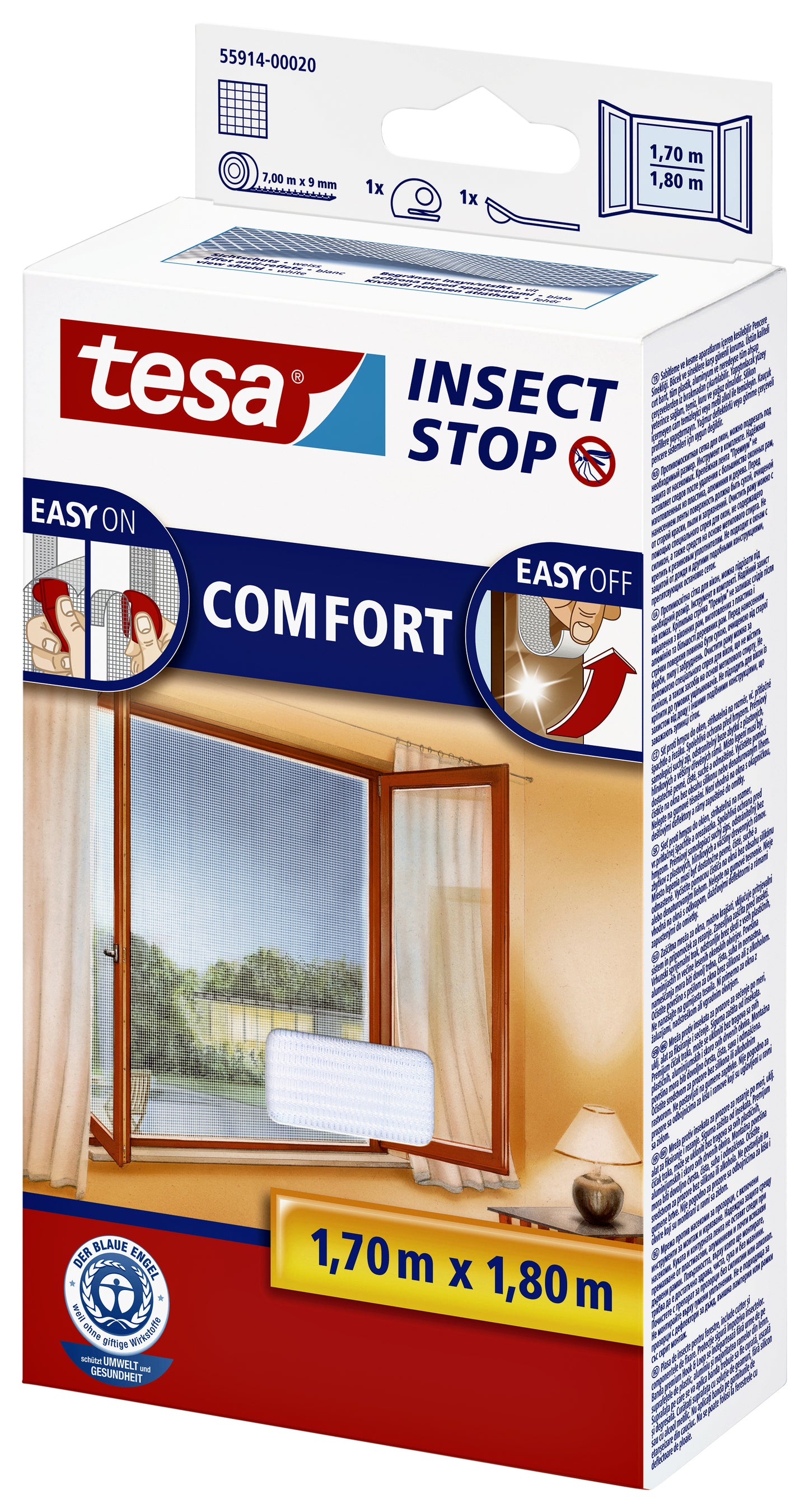 Tesa Insect Stop Comfort raamhor 1.7x1.8m wit met klittenband - 3