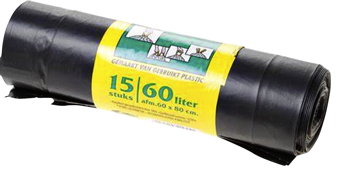 Vuilniszak Komo 60L trekband rol 15 zwart