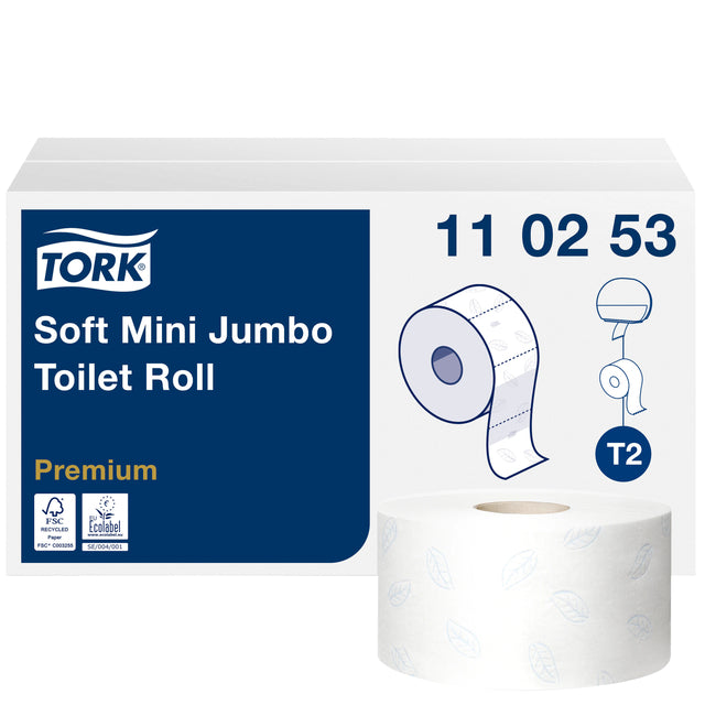 Toiletpapier Tork Mini Jumbo T2 2-laags, 12 rollen