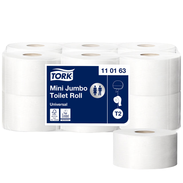 Tork T2 Mini Jumbo Universal Wit Toiletpapier 12 Rollen