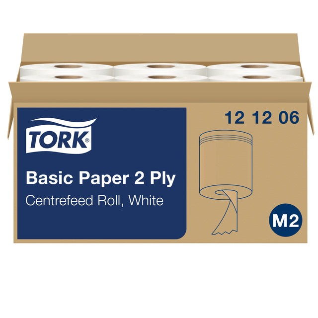 Poetsrol Tork Basic M2 Centerfeed Wit 2x160m