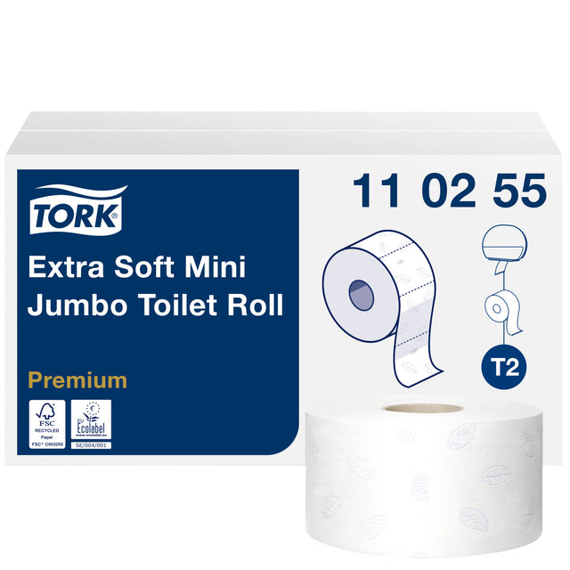 Toiletpapier Tork T2 Mini Premium 3-laags, 12 rollen