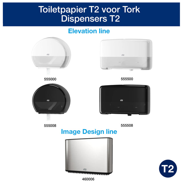 Tork T2 Mini Jumbo 2-laags Wit Toiletpapier 12 Rollen - 2