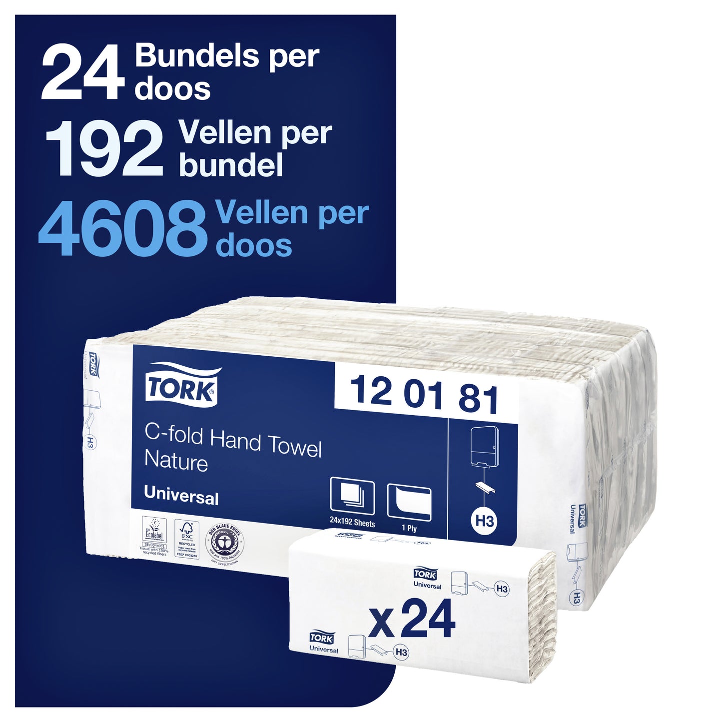 Tork H3 Universal C-vouw handdoek 120181 - 2