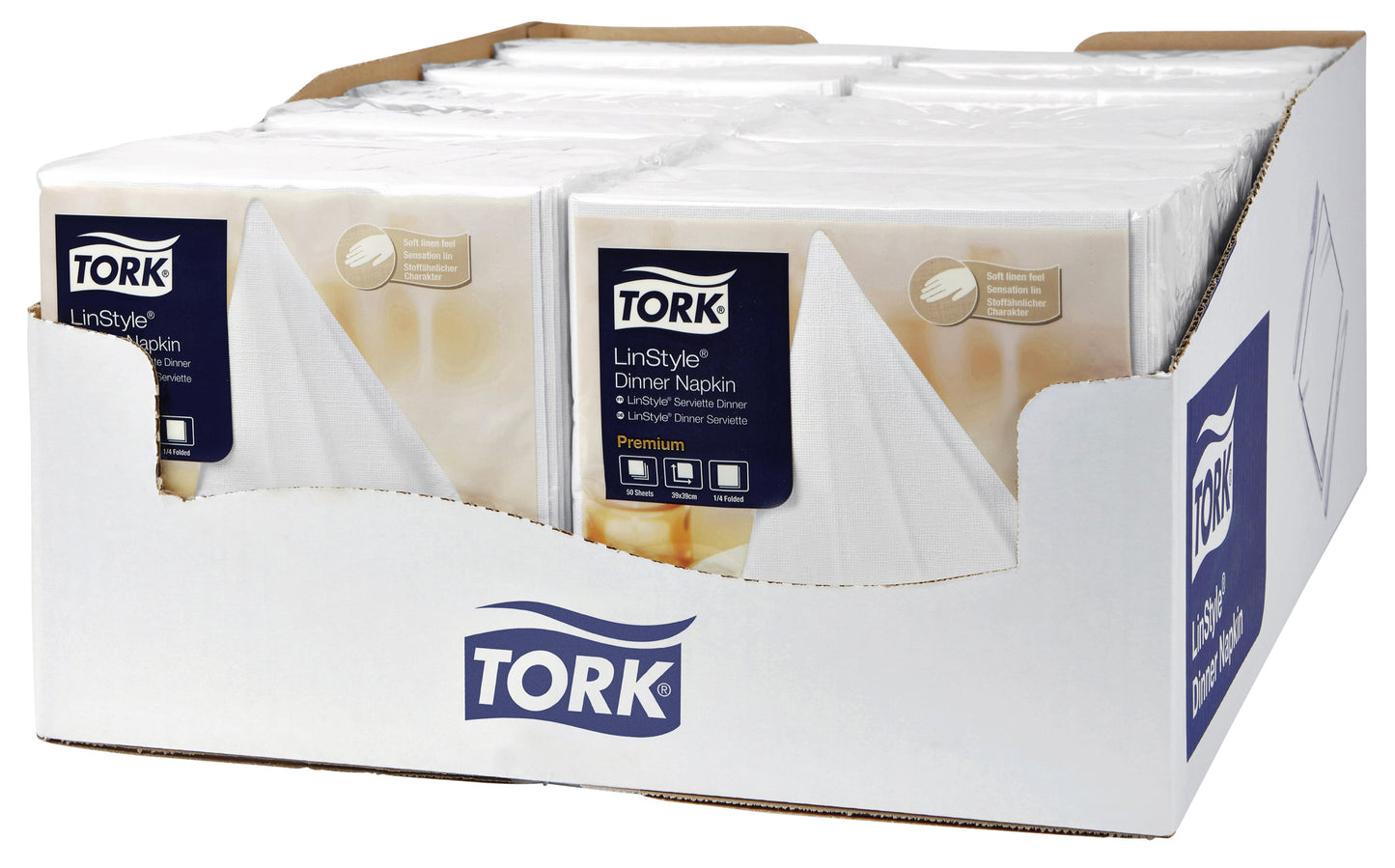Dinerservet Tork LinStyle 39x39cm wit, 50 stuks